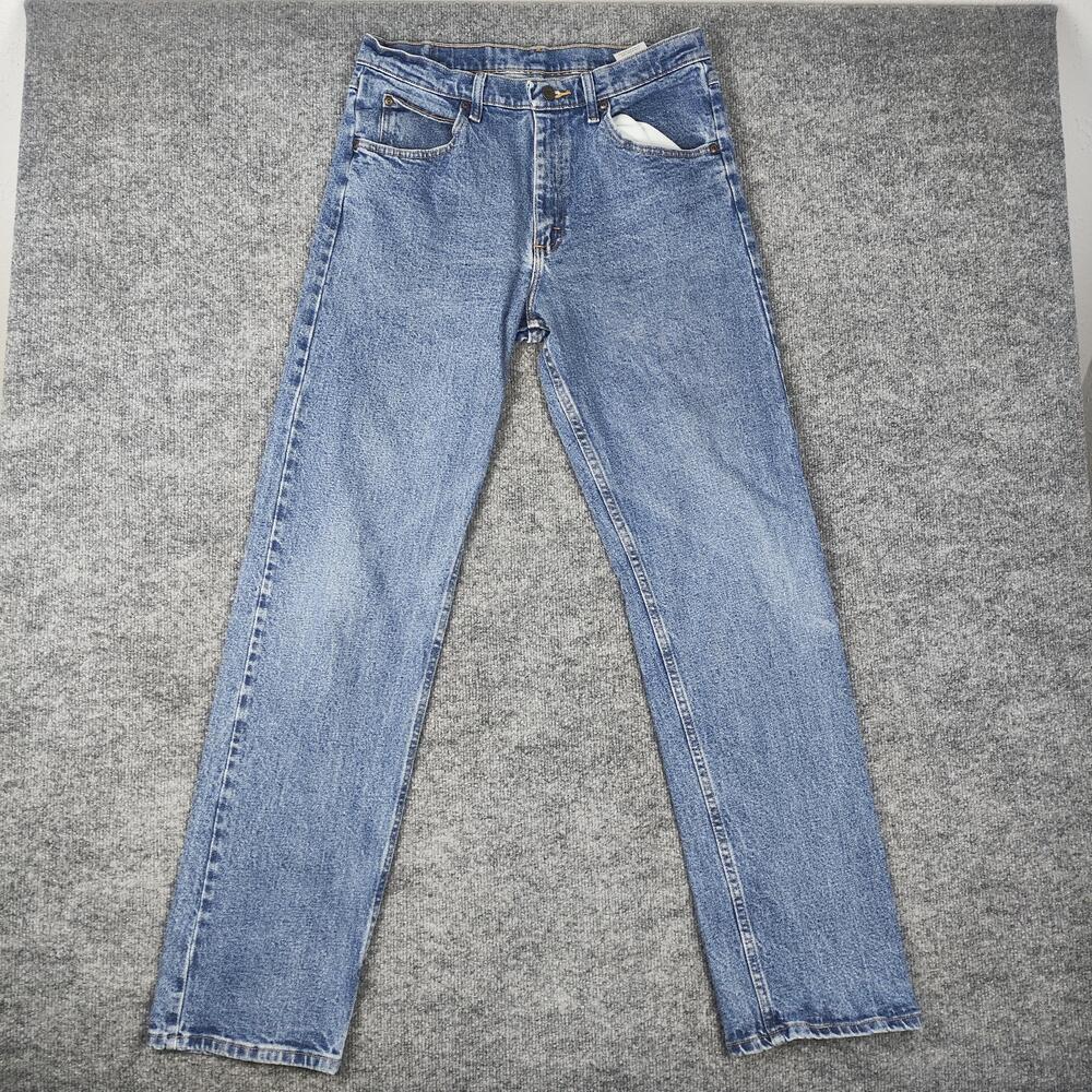 Wrangler Jeans Mens 32x33 Blue Light Wash Regular Straight Denim Pants 97FXVMD